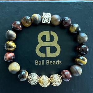 Mixed Tiger Eye and Gold Beads Bracelet, Bali Beads Designer Beads Bracelet